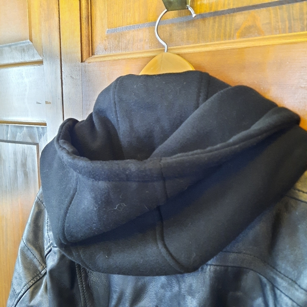 🛍 NWT Decrum Detachable Hooded Real Lambskin Leather Bomber Jacket Size XLP - Picture 13 of 15